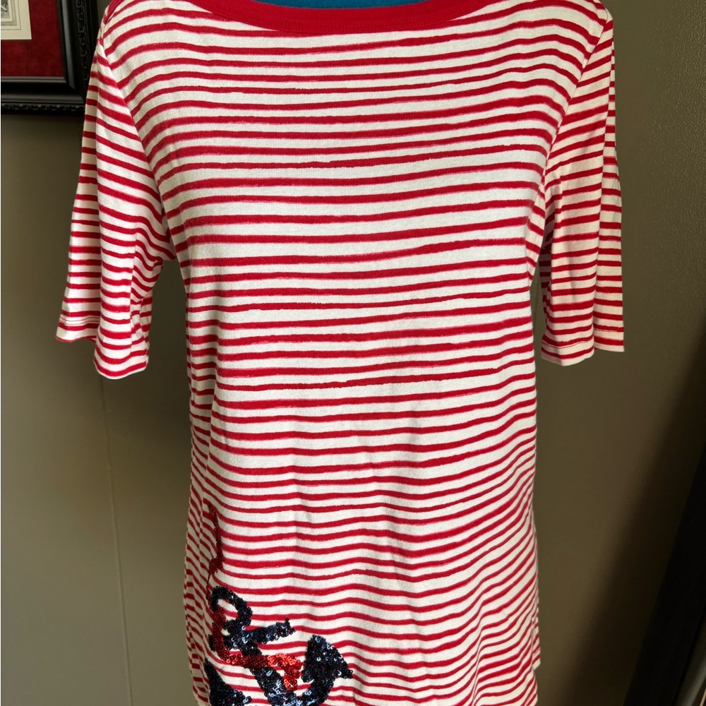 Kim Rogers Red and White Striped Top